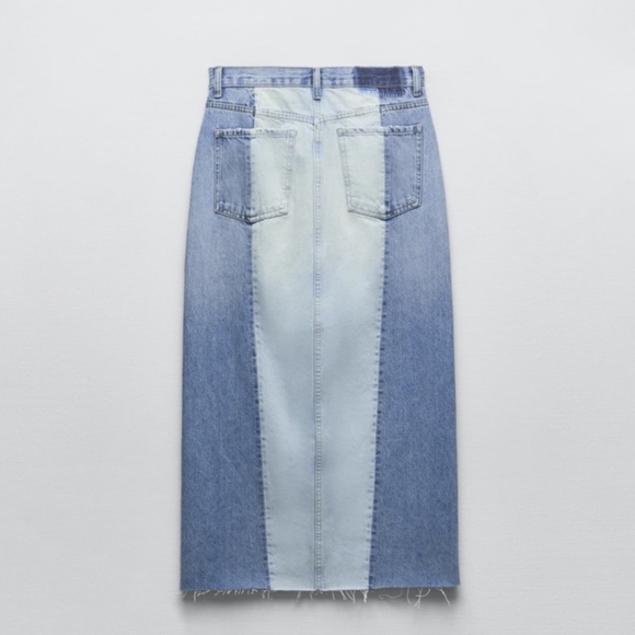 ZARA NEW PATCHWORK DENIM MIDI SKIRT M - Picture 13 of 13